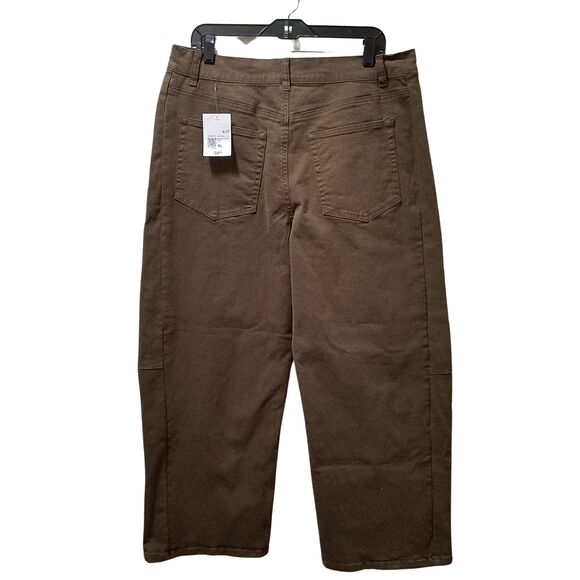 Forever 21 Baggy Twill High-Rise Ankle Jeans Women’s XL Olive Green Pants 35x26 - Picture 2 of 8